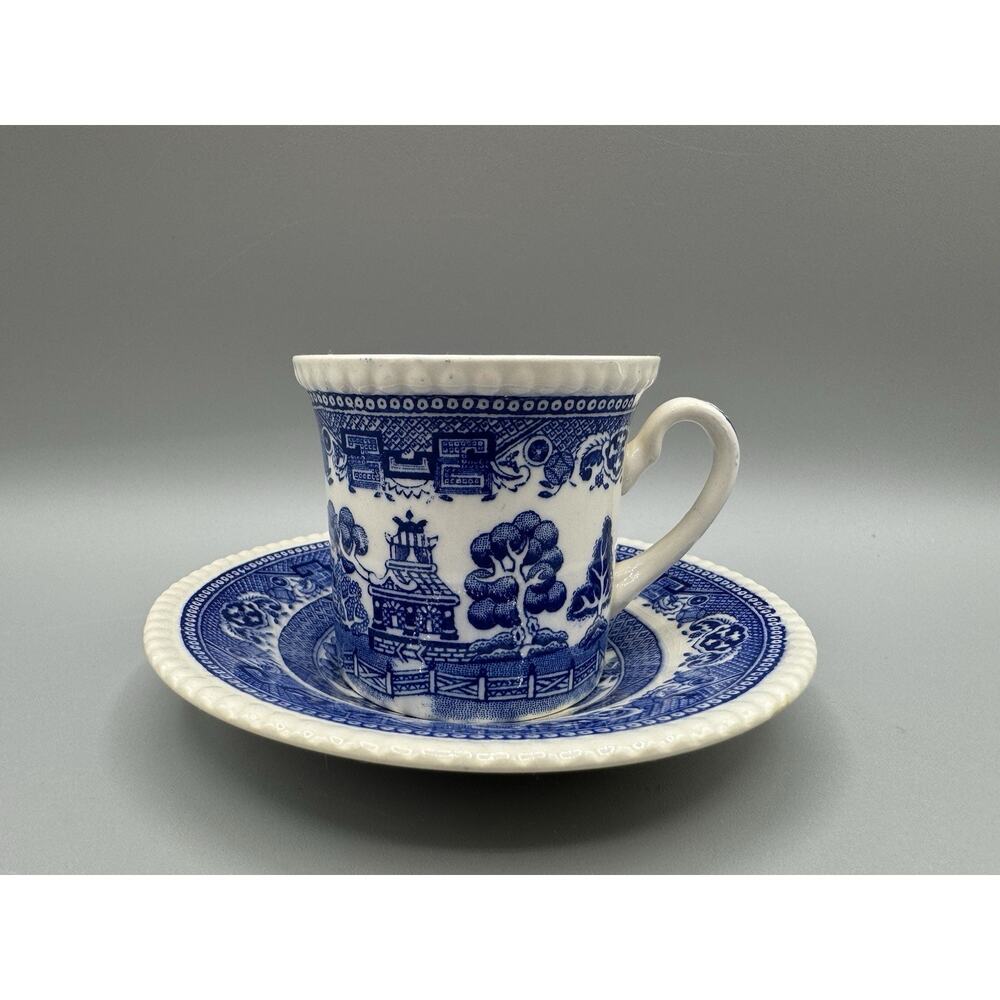 Solian Ware Demitasse Cup Saucer Simpsons Potters LTD Blue Willow Antique